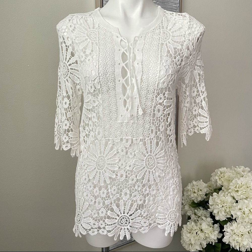 TIMING Women’s Open Knit 3/4 Sleeve Top Size S/M